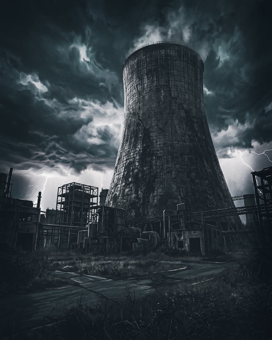 Kühlturm im Look Bleach Bypass